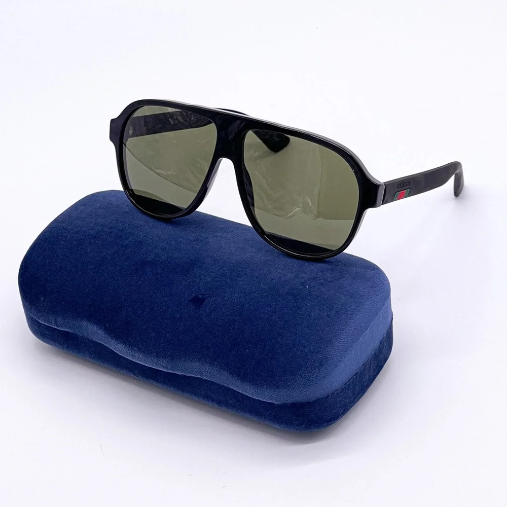 NEW GUCCI GG0009S 001 GREEN AVIATOR SUNGLASSES GUCCI